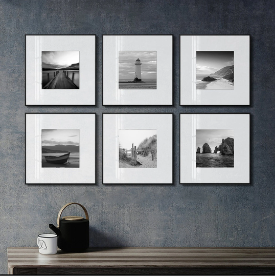 Zestaw 6 Plakatów, Galeria Elegancka Galeria, Czarno Białe Plakaty, Biała Galeria Fotografii, Zdjęcia, Morskie