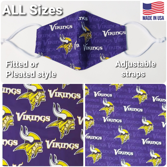 Vikings Face Mask Reversible, Kids Mask, Adults Xxl