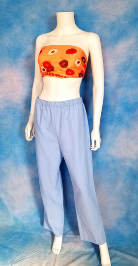 Vintage 80S Light Blue Cotton Blend Easy Pants/ New Attitude, Div Of Russ Togs/ Size M | Waist 26"-34"