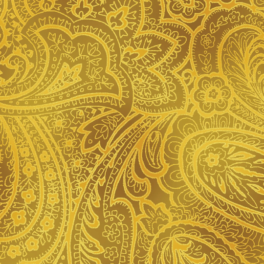 Paisley Fabric, Blender Kanvas Studio, Radiant Paisley, Butternut Gold Metallic, 9747M-33, Quilting Cotton, Fabric By The Yard