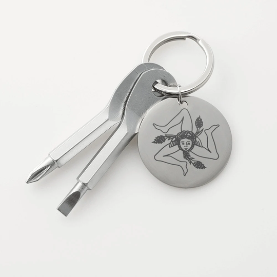 Sicilian Trinacria Screwdriver Keychain Gift For Sicilians & Sicily Lovers Flag