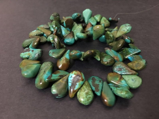 Approx 10x16mmteardrop Turquoise Natural Beads Side-Drilled Flat Teardrops Mixed Color 16"L Tp087