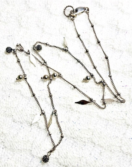sterling Silver Designer Chain Necklace. 16.5 Inches Long. Ball & Charm Marked 925. Gift For Her