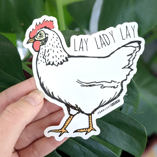 Lay Lady Lay, Bumper Sticker, Car Vinyl, Bike Weatherproof, Die Cut