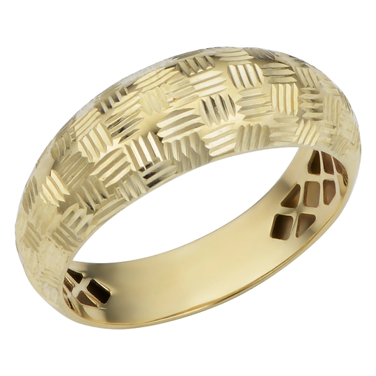 10K Yellow Gold Diamond-Cut Weaved Design Ring | Size 5, 6, 7, 8 Or 9