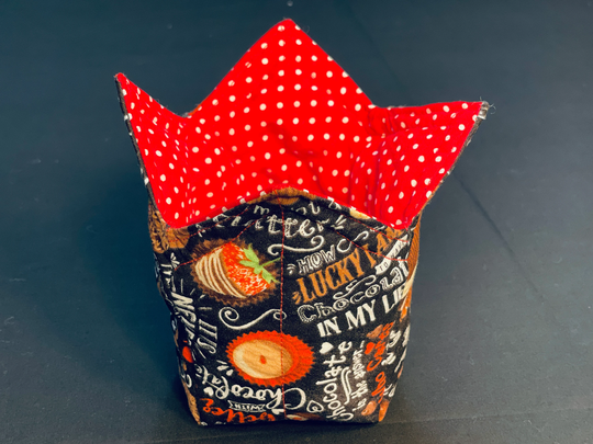 Ice Cream Cozy Buddy Bowl Holder Ramen Soup Pot Chocolate Treats & Cupcakes Red White Polka Dots