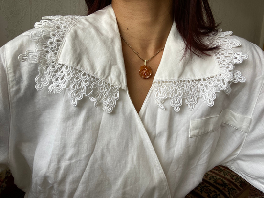 Vintage White Cotton Linen Blend Blouse/Xxl