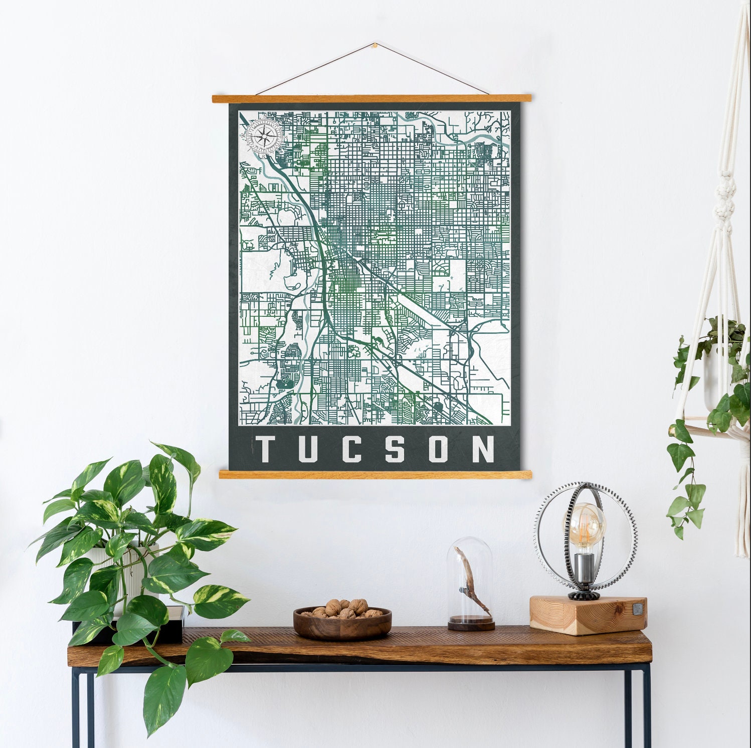 Tucson Arizona City Street Map | Hanging Canvas Of Printed Marketplace