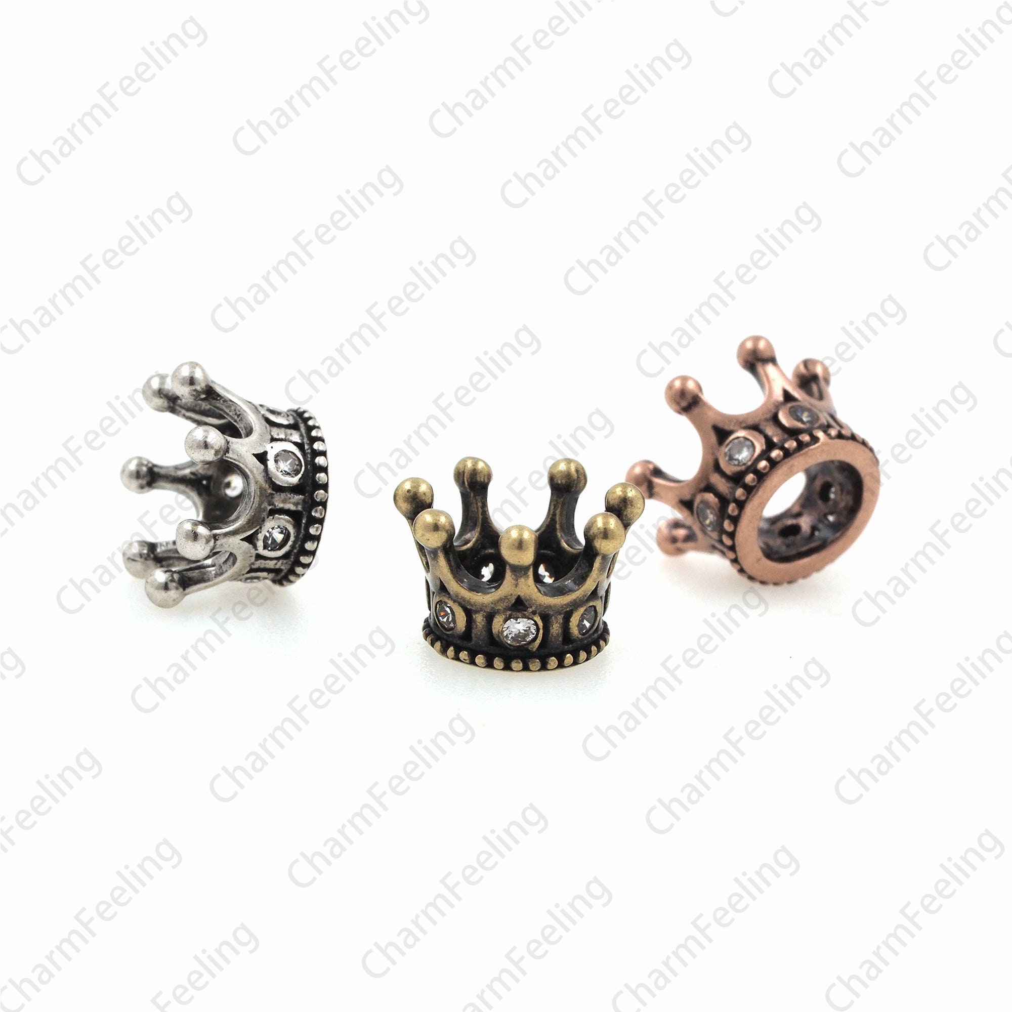 Antique Bronze Hollow Crown, Diy Bracelet Necklace Jewelry Beaded Accessories 5.7x11mm 1Pcs