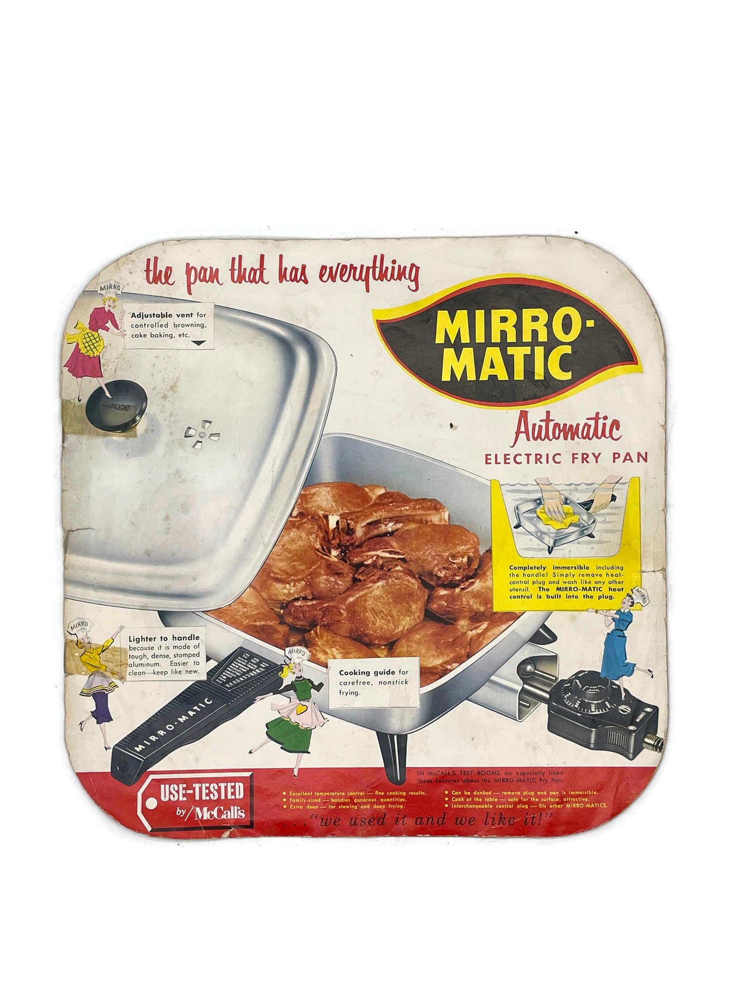 Vintage 50S Mirro-Matic Automatic Electric Fry Pan Cookbook Advertising Cook Book, Kitchen Appliance, Directions Instruction Manual
