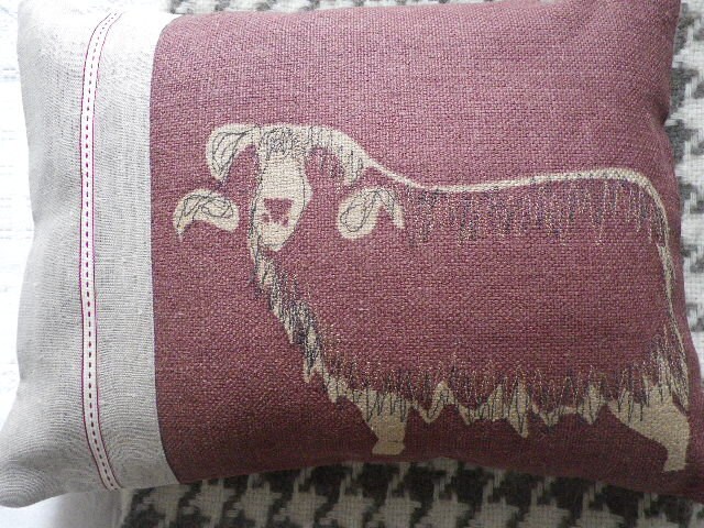 Hand Printed Heather Sheep Cushion