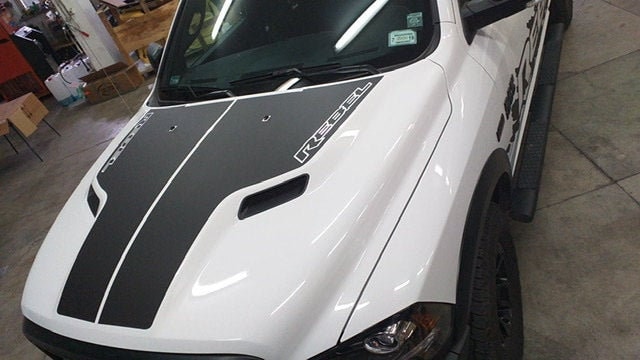 Matte Black - Rebel Text 2009-2019 Dodge Ram Srt 1500 Performance Full Sport Hood Decal