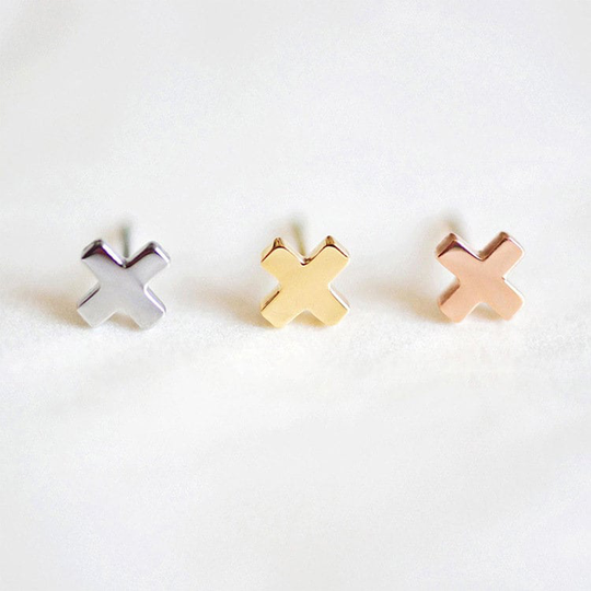 Hadley X Stud Earrings, Gold Cross Earrings, Silver Minimalist Gift For Her, Shape Earrings