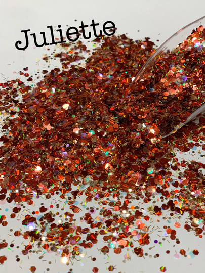 Juliette - Red Valentine Custom Blend Heart Glitter Chunky Mix Polyester Solvent Resistant