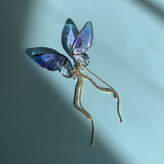 Gradient Butterfly Earrings, Fairy Wing Fantasy Resin Jewelry, Dangle Drop Korean Gifts, E184