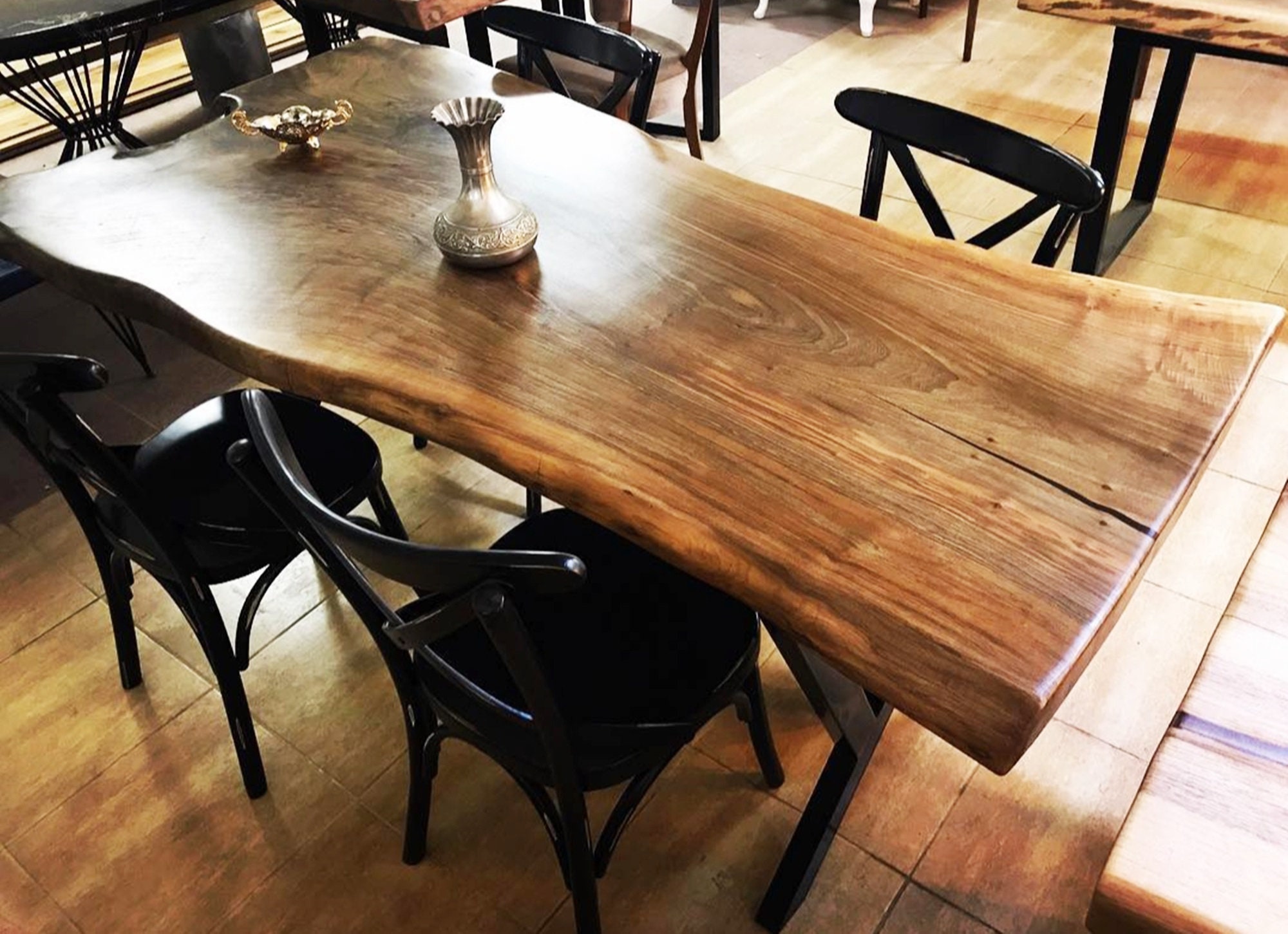 Live Edge Dining Table, Dining Table, Solid American Black Walnut, Kitchen Table Legs, Industrial Rustic