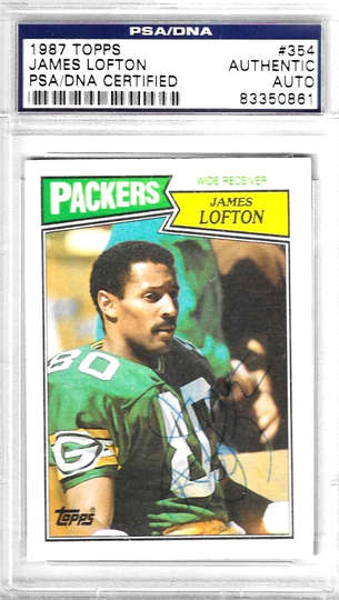 James Lofton, Green Bay Packers, Signed 1987 Topps Card #354, Certified Psa/Dna