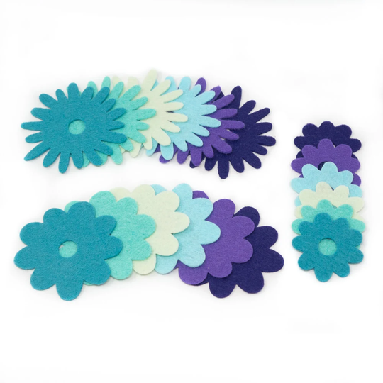 36 Abby Wool Blend Felt Die Cut Applique Flowers - Song Bird Colors