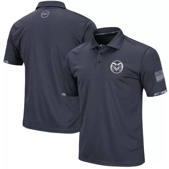 Men's Colosseum Charcoal Colorado State Rams OHT Military Appreciation Digital Camo Polo, Size: 3XL, CST CHARCO