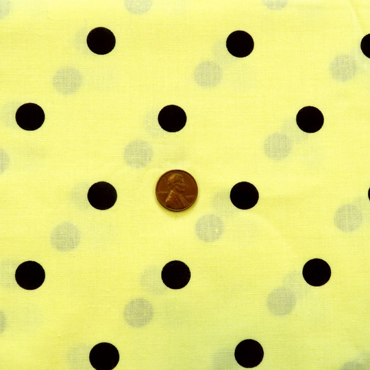 Bty Vintage Polka Dot Fabric Yellow Black Cotton Blend