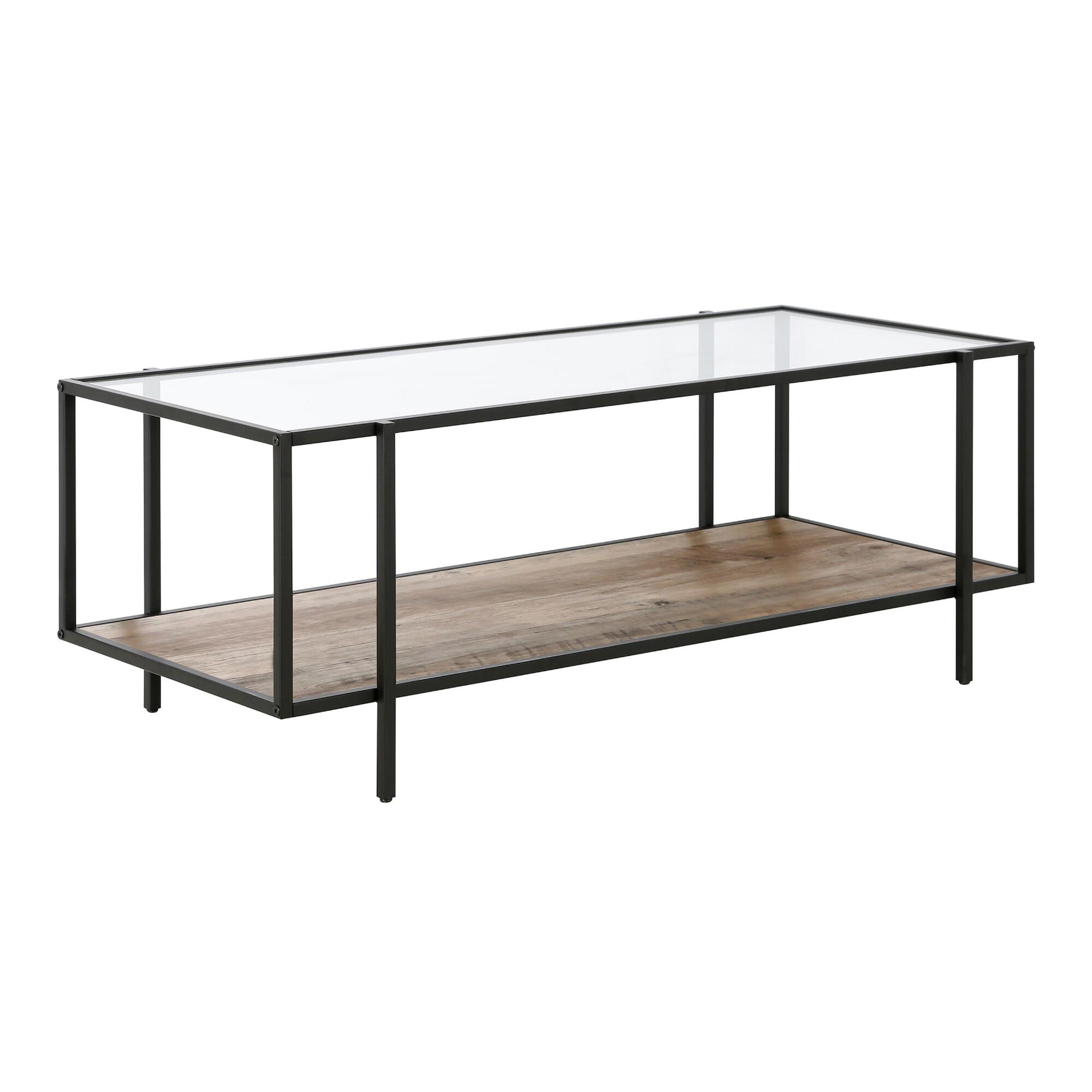 Black Metal and Glass Top Tess Coffee Table with Shelf by World Market