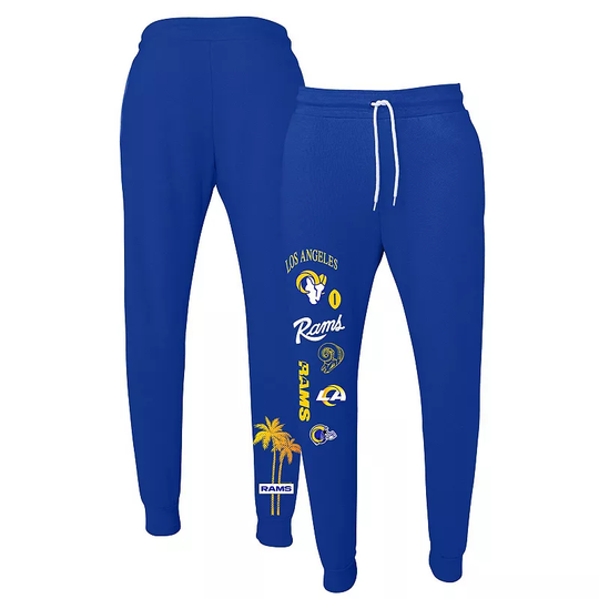 Women's WEAR by Erin Andrews Royal Los Angeles Rams Palm Tree Jogger Sweatpants, Size: 2XL, Blue