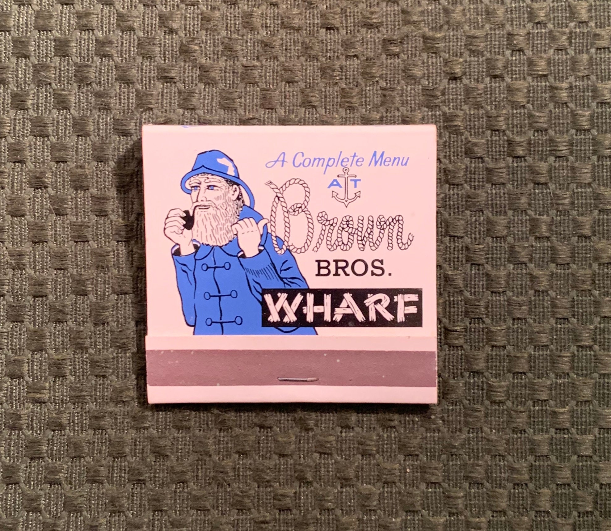 Vintage Matchbook, Brown Bros Wharf, Restaurant, Seafood, Boothbay Harbor, Maine, Front Strike, with All 28 Matches, Free Ship in Usa