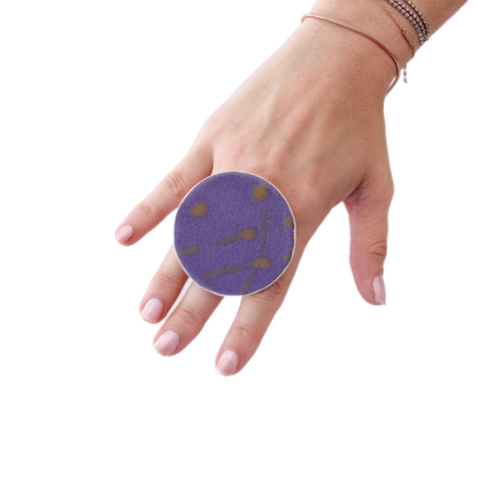 Beach Pottery Ceramic Jewelry, Statement Ring, Unique Eco Friendly Jewelry, Gift For Her, Ceramic Ring, Boho Beach Blue Ring