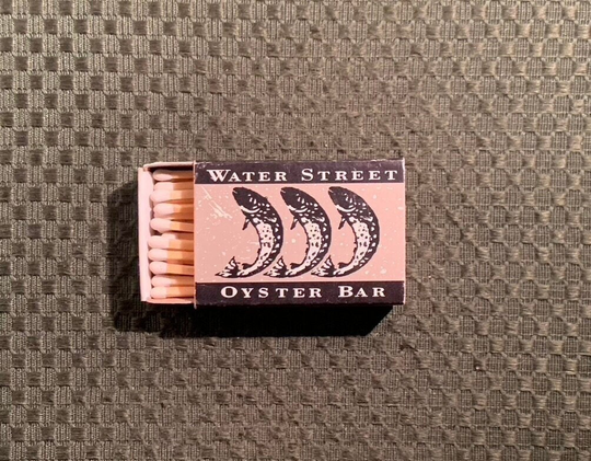 Vintage Matchbook, Water Street, Seafood, Oyster Bar, Texas, Matchbox, with Wooden Match Sticks, Free Ship in Usa