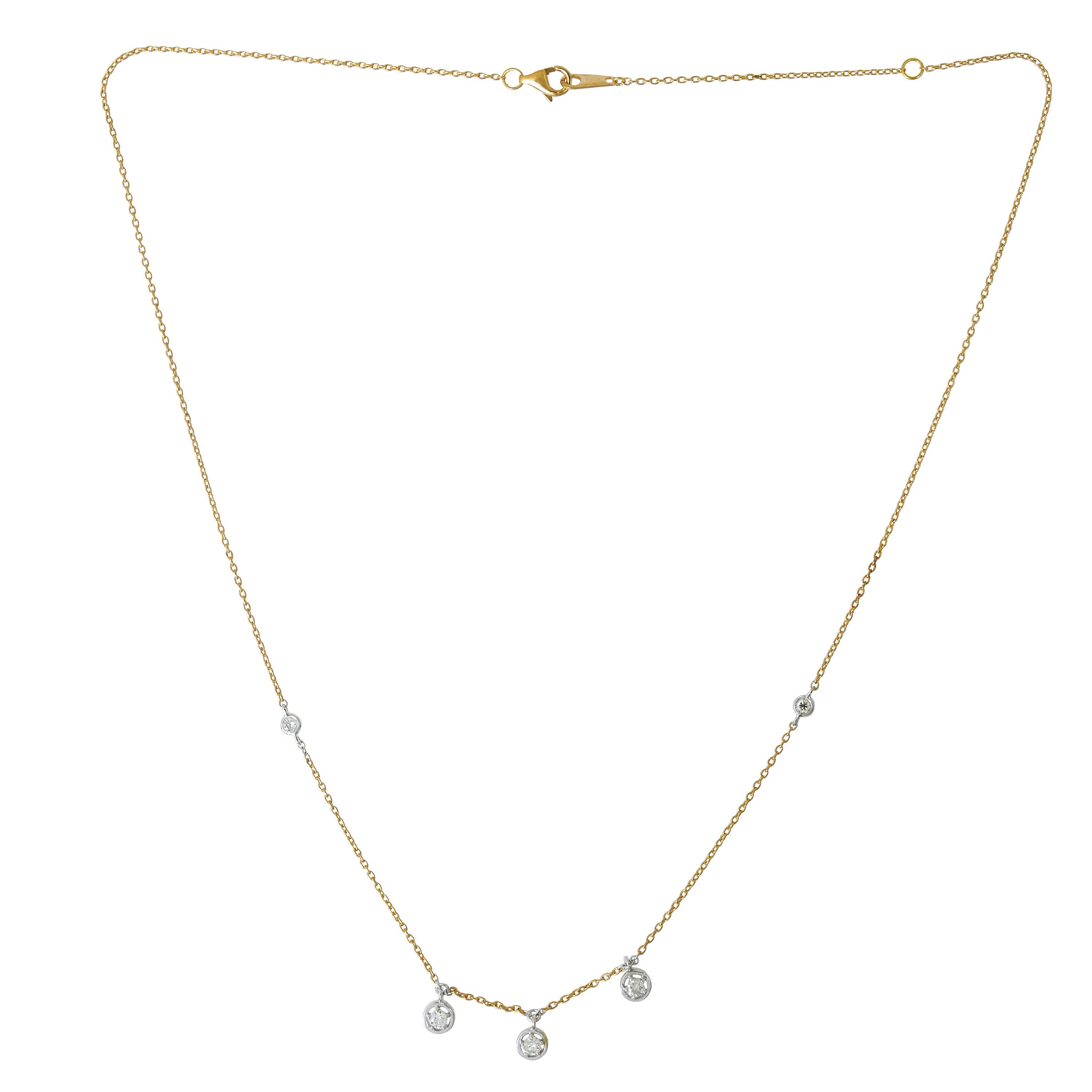On Sale 5 Pcs Round Diamond Charm Necklace 14K Solid Gold Party Jewelry 0.35 Ct Si Clarity Hi Color Diamonds Certified Gifts