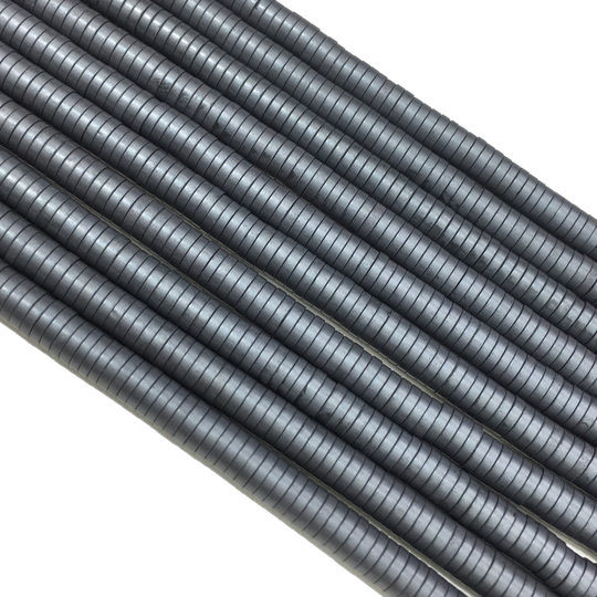 Black Hematite Beads 1x4mm Rondelle Shape Non-Magnetic Loose Gemstone Spacer For Diy Jewelry Making & Design 15.5" Full Strand