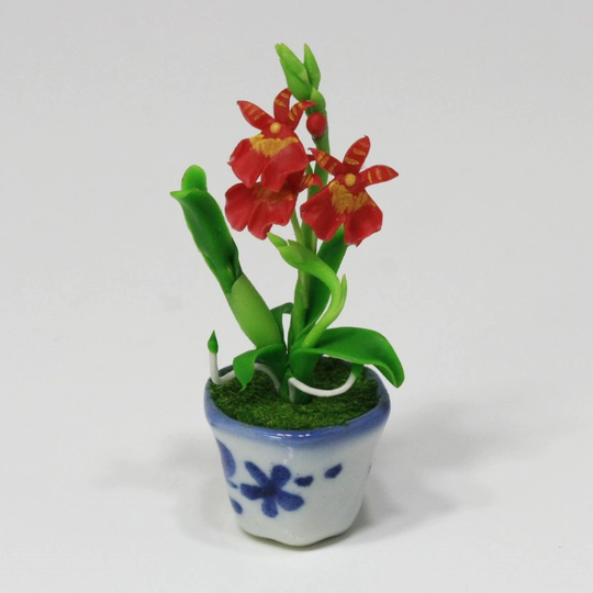 Dollhouse Miniature Artisan Hand Crafted Red Orchid