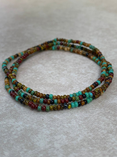 11/0 Set Of 3 Picasso Mountain Blend Tiny Stretch Stackable Seed Bead Bracelets