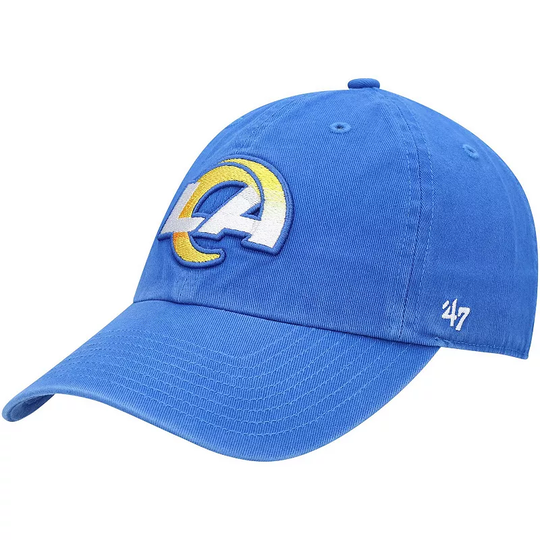 Youth '47 Royal Los Angeles Rams Wordmark Logo Clean Up Adjustable Hat, Blue