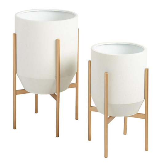 Tapered Ivory Planter With Gold Stand by World Market