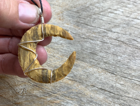 Jasper Moon Wire Wrapped Necklace Nck-1980