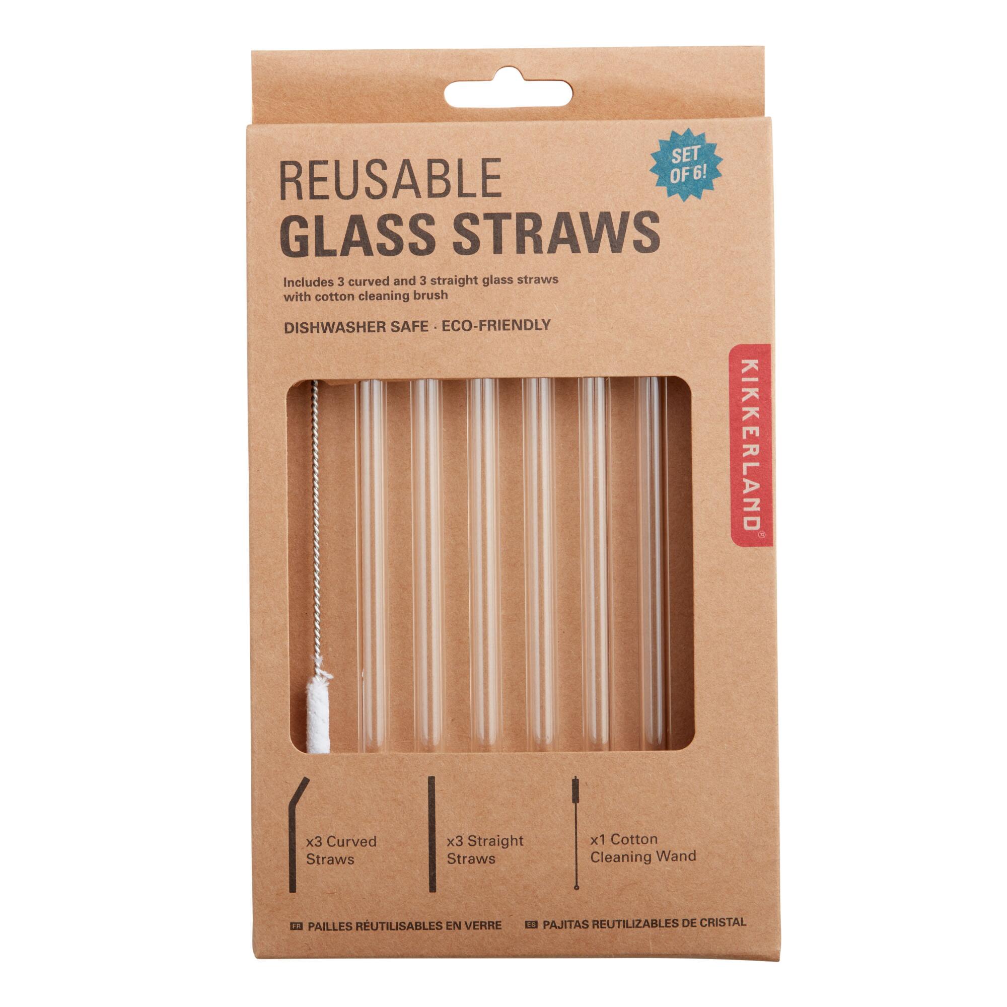 Kikkerland Glass Reusable Straws 6 Pack by World Market