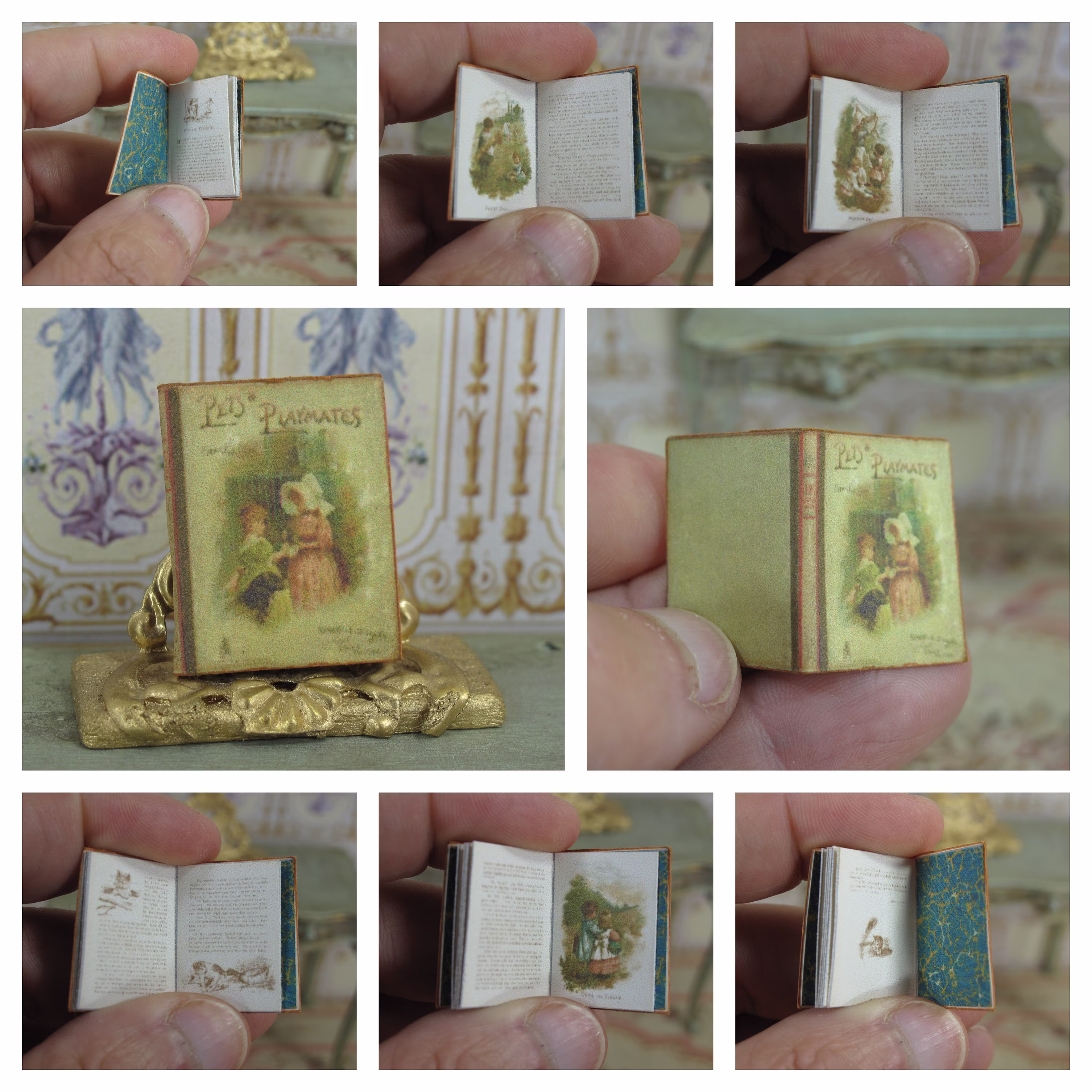 Miniature Illustrated Book Pets Playmates Child 112 Dollhouse Scale Or 1/6 Playscal Home Decor Nursery