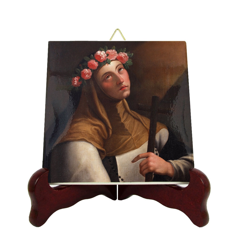 Saint Rose Of Lima - Icon On Ceramic Tile St Catholic Saints Santa Rosa Art Patron Saint