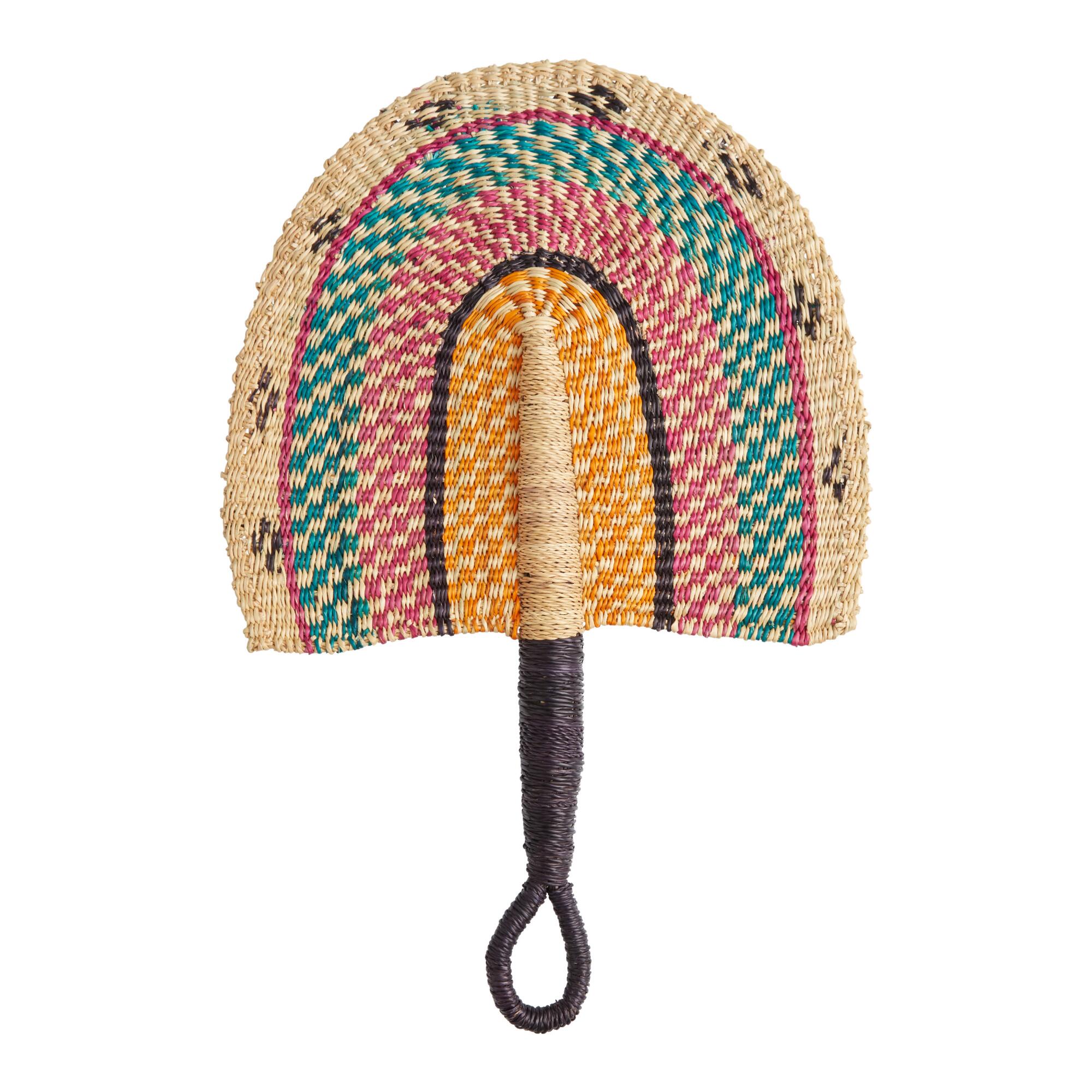 All Across Africa Natural Fiber Rainbow Fan: Multi - Raffia by World Market