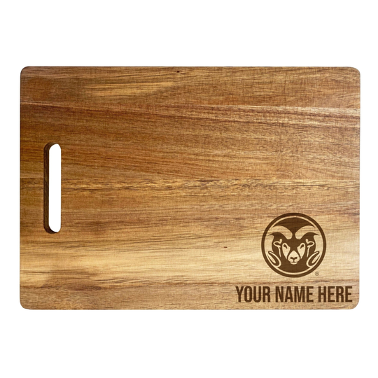 Colorado State Rams Custom Engraved Wooden Cutting Board 10" x 14" Acacia Wood - Small Engraving