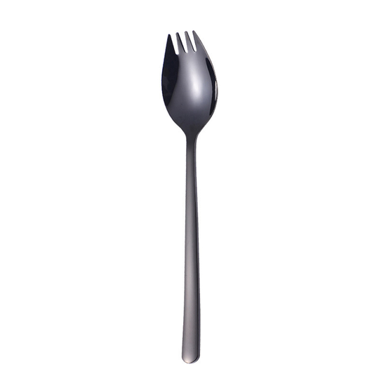 2 in 1 Multifunction Spork Spoon Fork Noodle Fruit Salad Kitchen Restaurant Tool - black
