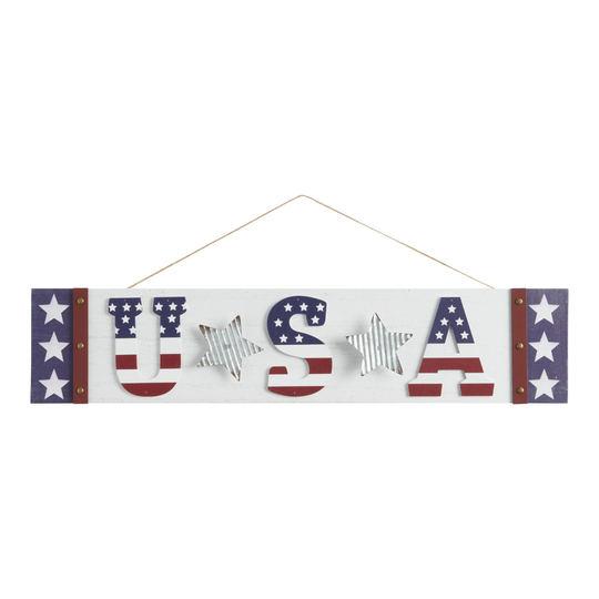 Pier Place Red, White And Blue USA Wall Sign: Blue/Red/White - Metal by World Market