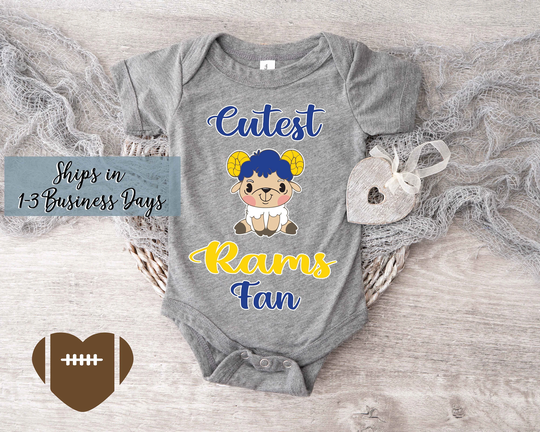 Cutest Rams Fan Babysuit Bodysuit. Personalized Football Baby Clothes L-0101