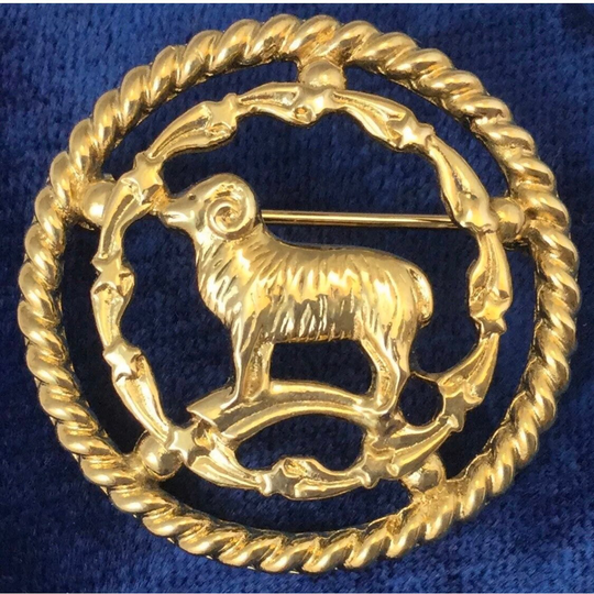 Aries Jewelry, Vintage Brooch, Pin, Zodiac Ram, Brooch