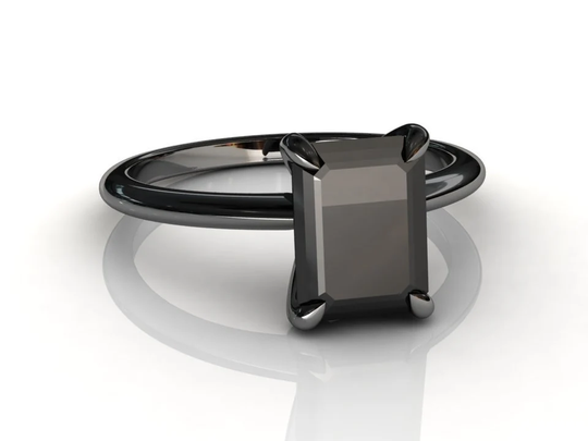 Black Gold 2.5Ct Diamond Ring | Natural Engagement Anniversary Solitaire Promise Dainty