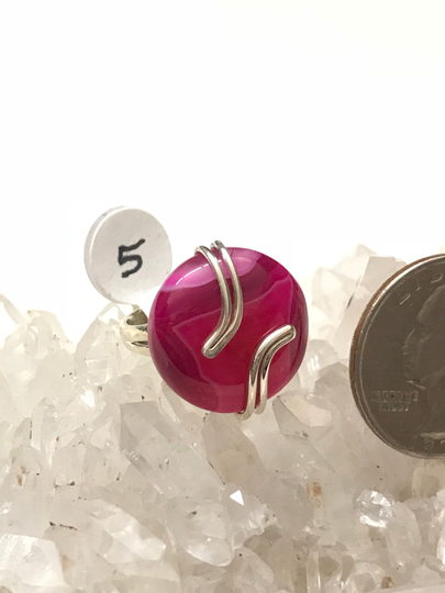 Pink Botswana Agate Ring Size 5