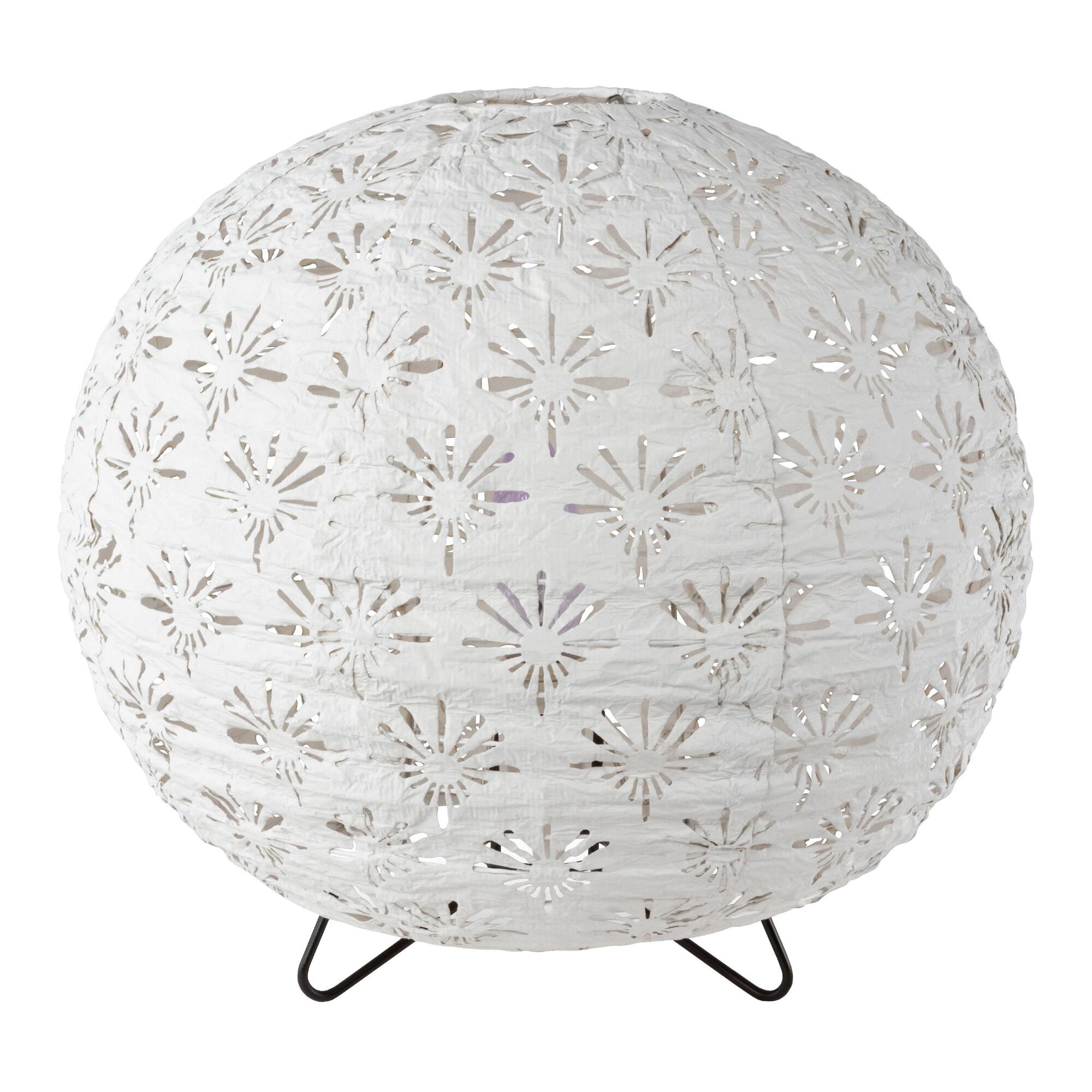 White Laser Cut Fabric Globe Neysa Accent Lamp by World Market