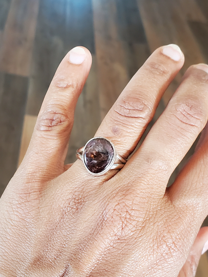925 Sterling Silver Natural Tourmaline Ring, Size 8