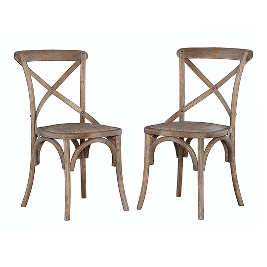 Gray Wood and Rattan Syena Side Chairs Set of 2 by World Market